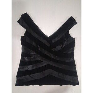 Vtg Y2K Tadashi Shoji Black Sleeveless Velvet Silk Top Size 16 NWT plus Formal